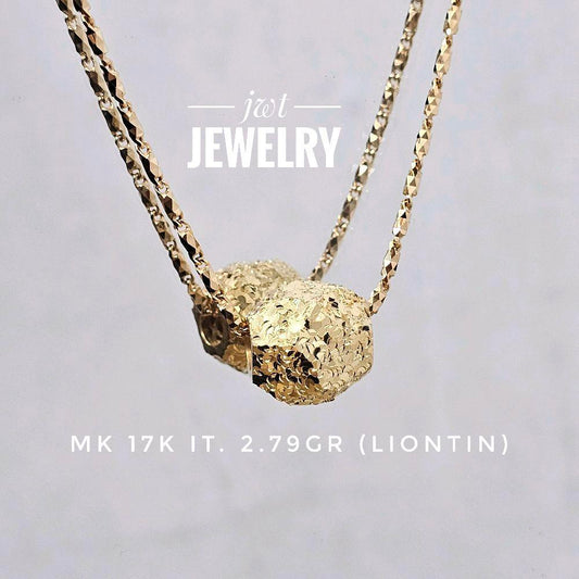 LIONTIN EMAS ITALY MODEL BATU BARREL ROCK ABSTRACT KILAP KILAU SELONGSONG CANTIK SEKALI