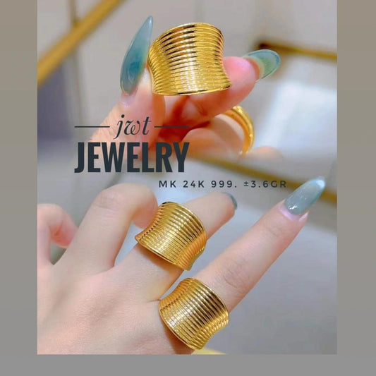 CINCIN EMAS FASHION 24 KARAT 24K SUPER LEBAR TAPI RINGAN ULIR PLAT KEREN BANGET