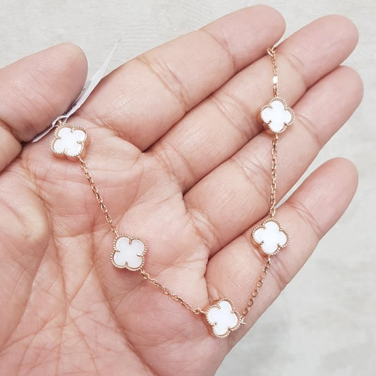 Gelang Tangan Emas Fashion Van Cleef Clover Mother Pearl 75%
