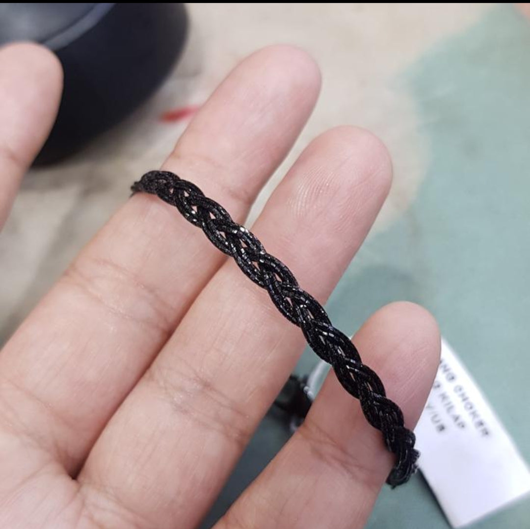 GELANG TANGAN EMAS ITALY FASHION CHOKER KEPANG BLACK GOLD
