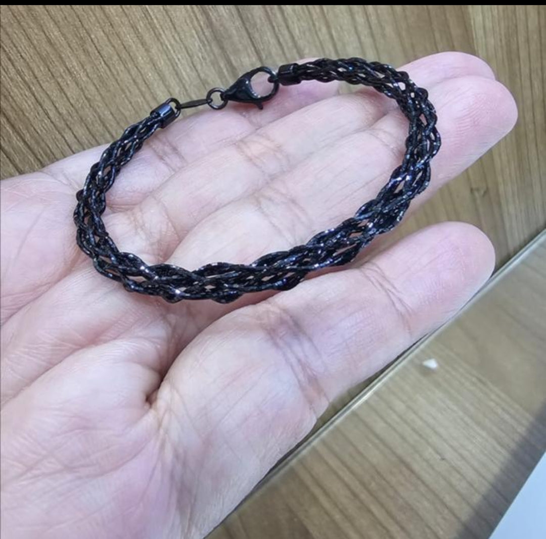 GELANG TANGAN EMAS ITALY FASHION CHOKER KEPANG BLACK GOLD